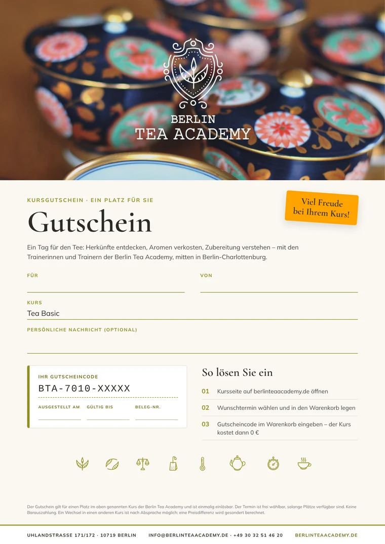 Kursgutschein Tea Basic – Berlin Tea Academy